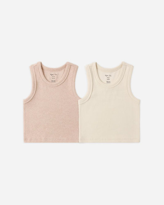 RIBBED TANK SET SHELL | HEATHERED BLUSH