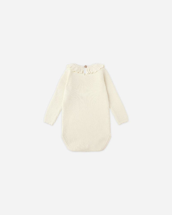 RUFFLE COLLAR BODYSUIT || NATURAL