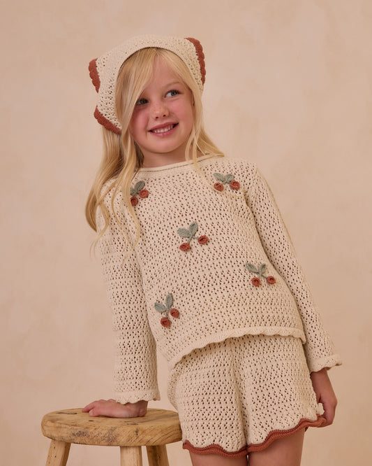 CROCHET KNIT PULLOVER || CHERRIES