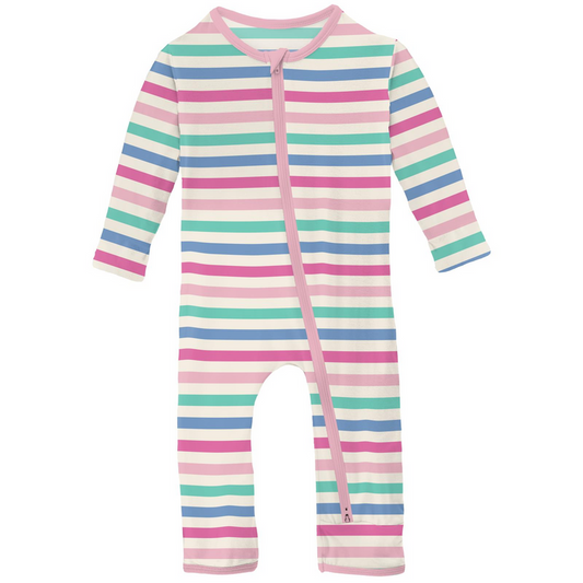 Print Coverall with 2 Way Zipper | Skip To My Lou Stripe