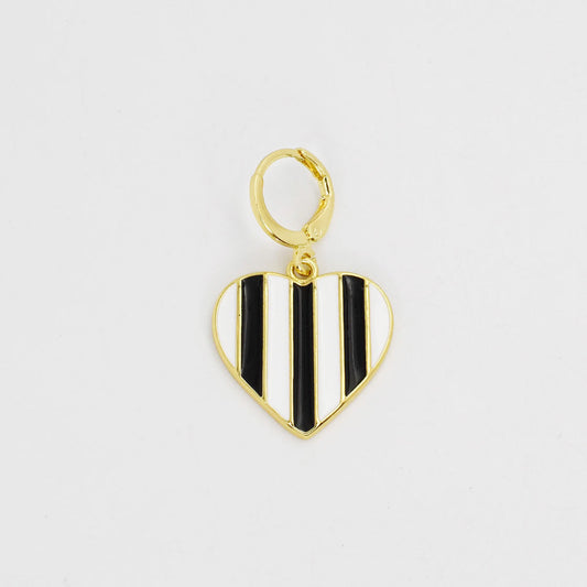 Black Stripes Heart Charm