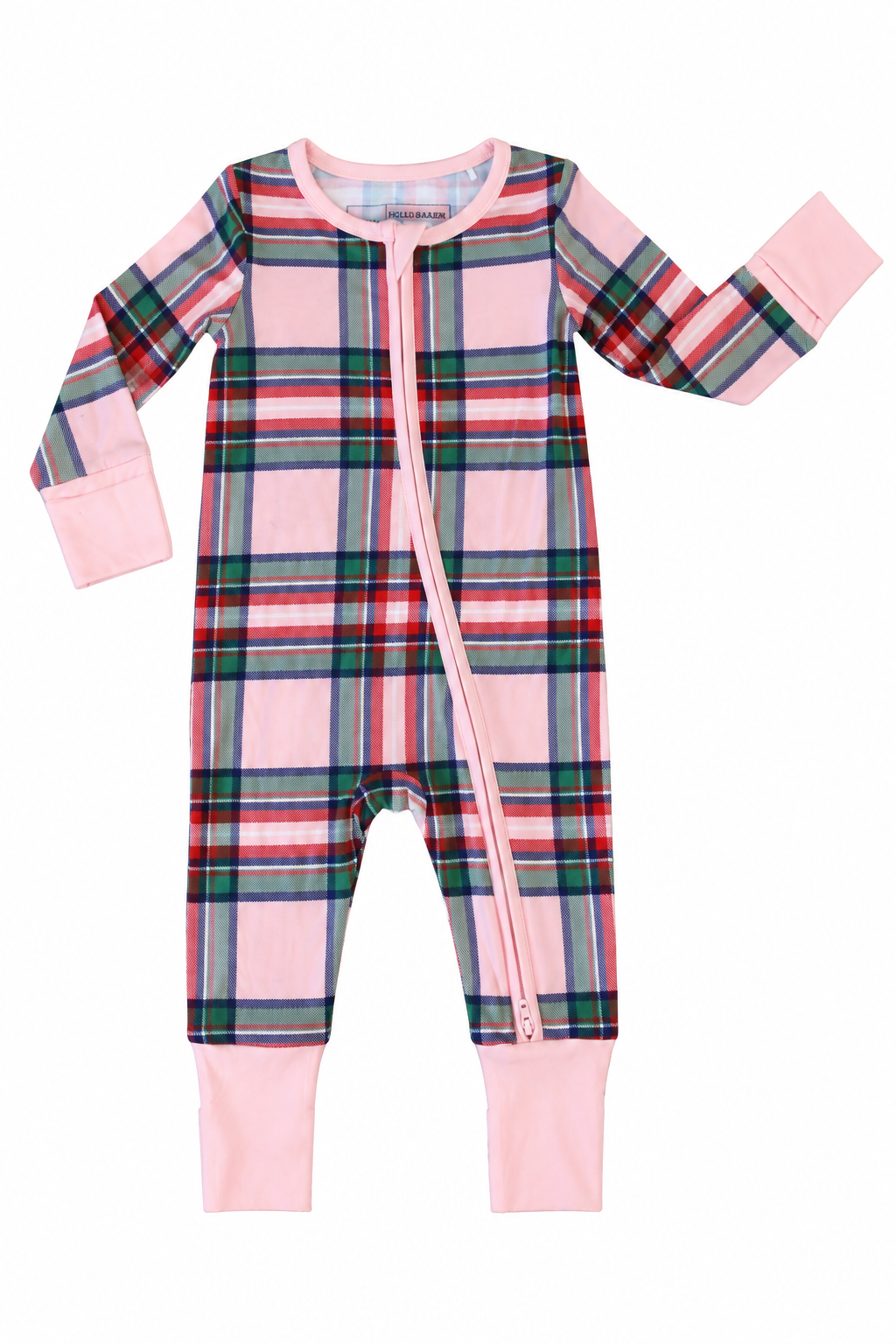Zipper Romper | Christmas Plaid Pink