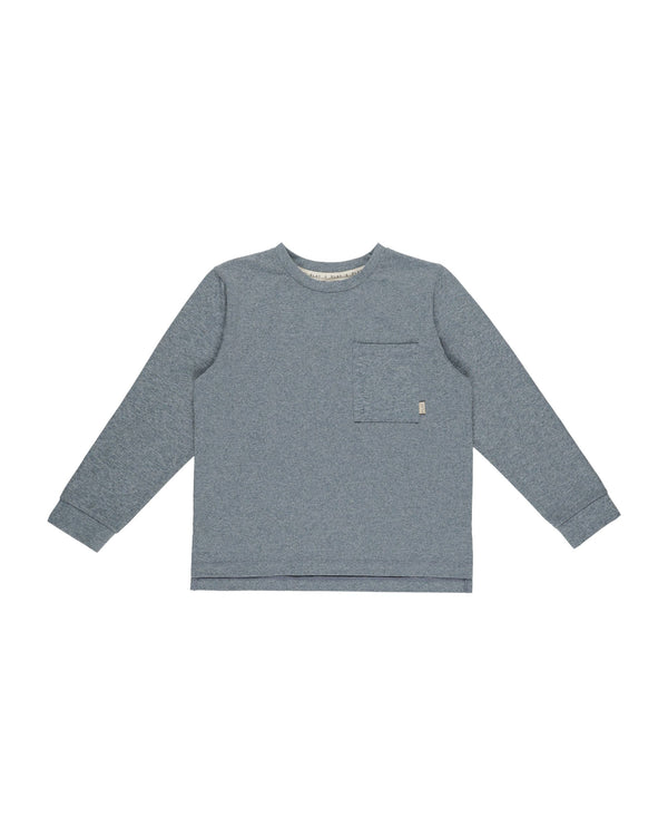 LONG SLEEVE POCKET TEE | HEATHERED INDIGO