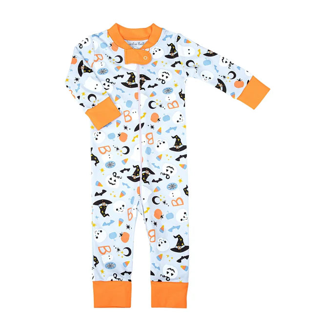 A Little Bit Batty Zipper Pajama | Light Blue