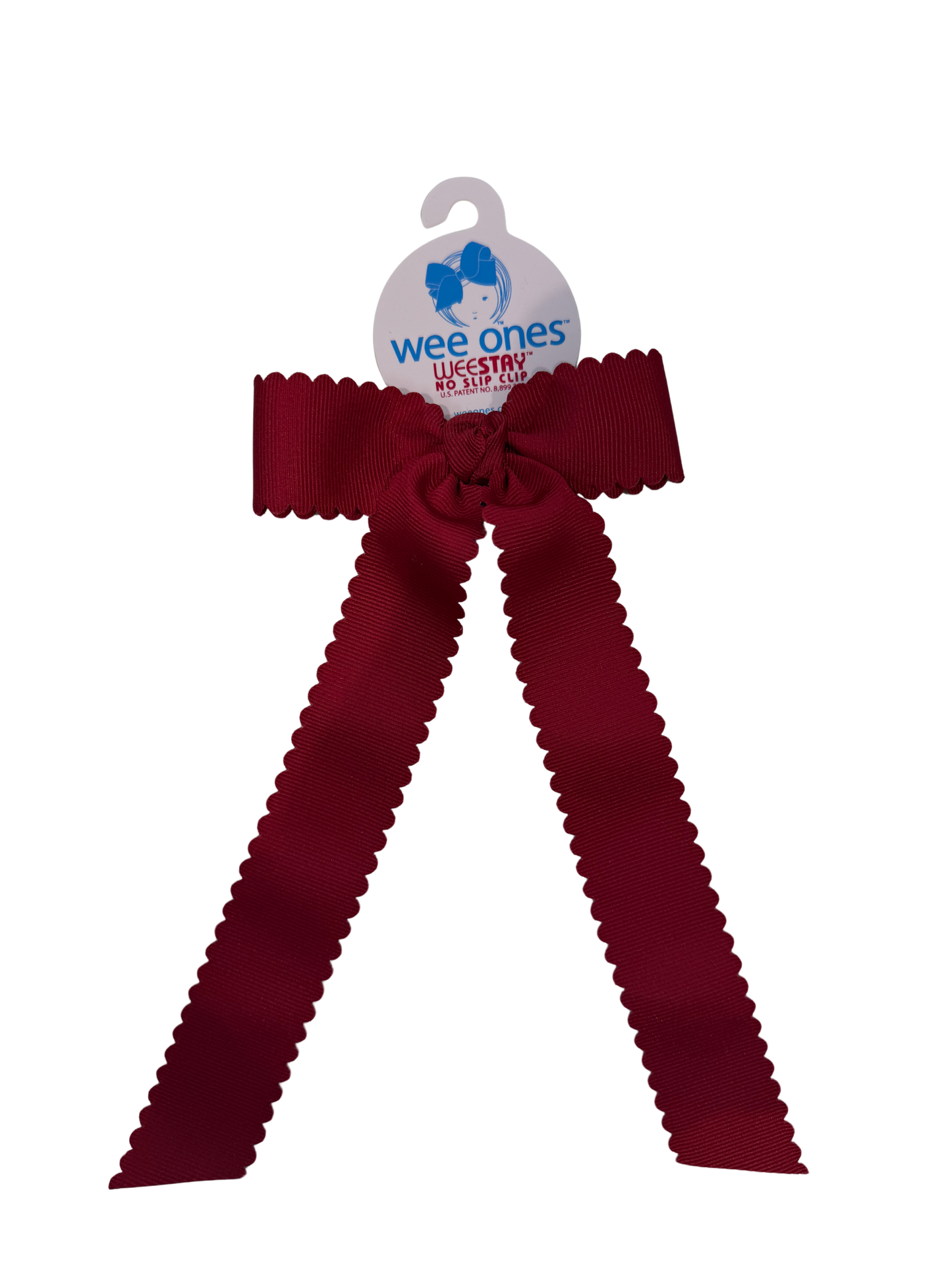 Medium Scalloped Edge With Tails Bow | Cranberry