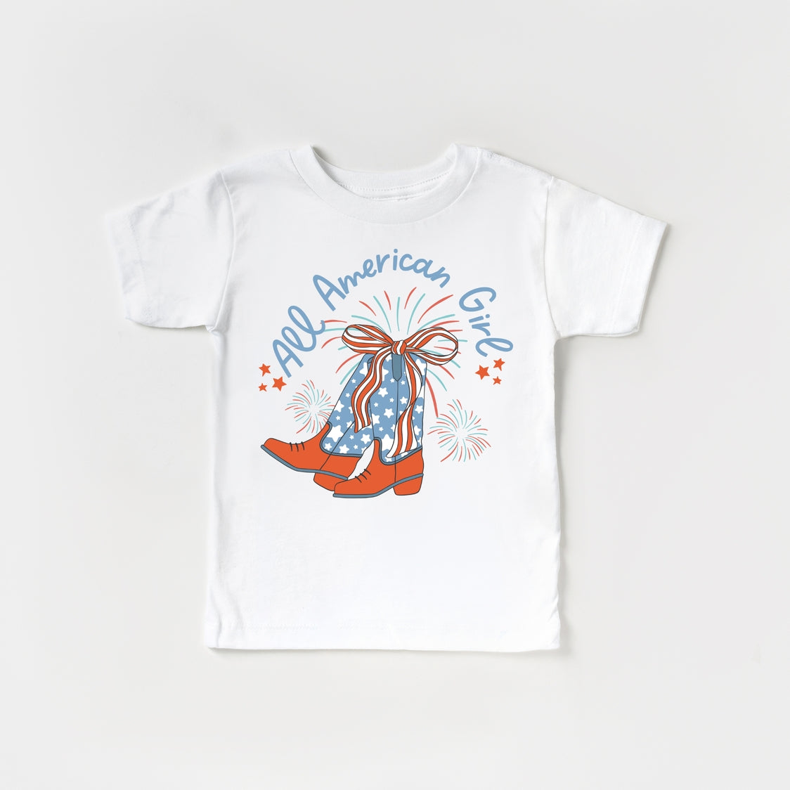 All American Girl Cowboy Boots 4th of July Shirt