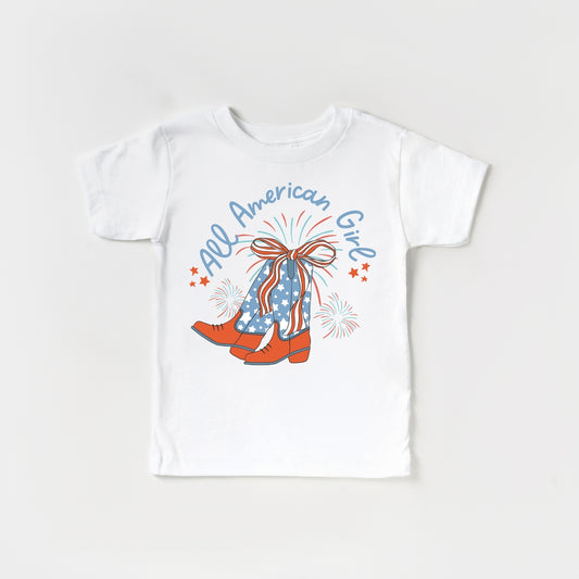 All American Girl Cowboy Boots 4th of July Shirt