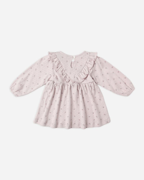 LONG SLEEVE RUFFLE V DRESS || LILAC DITSY