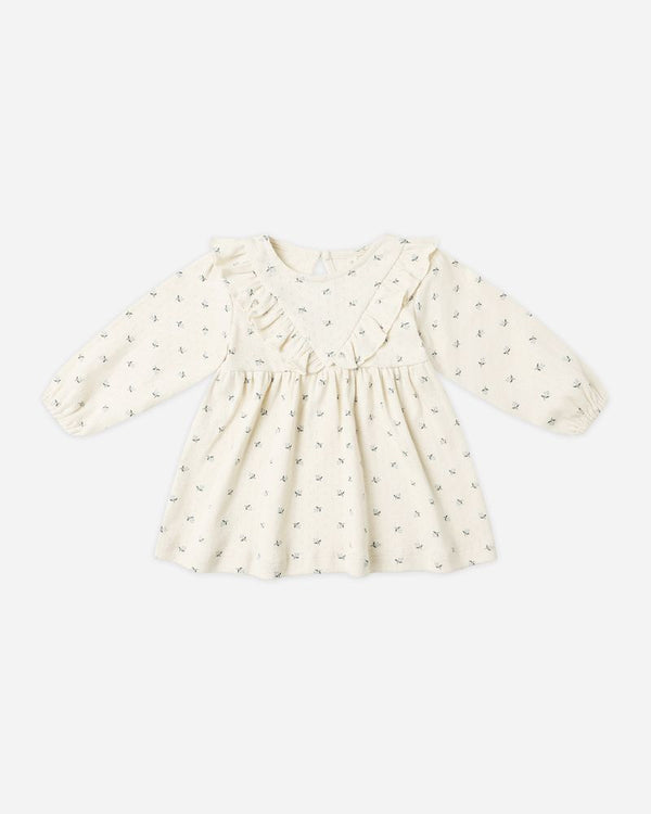 LONG SLEEVE RUFFLE DRESS || BLUE DITSY