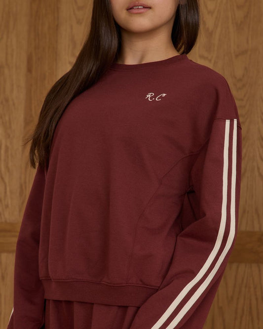 OVERSIZED SWEATSHIRT || BURGUNDY STRIPE TEEN
