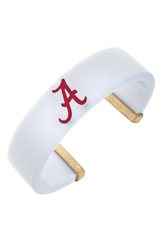 Alabama Crimson Tide Resin Logo Cuff Bracelet | White