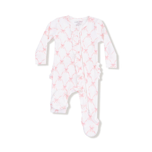 Ribbon Bow Trellis | 2 Way Ruffle Zipper Footie