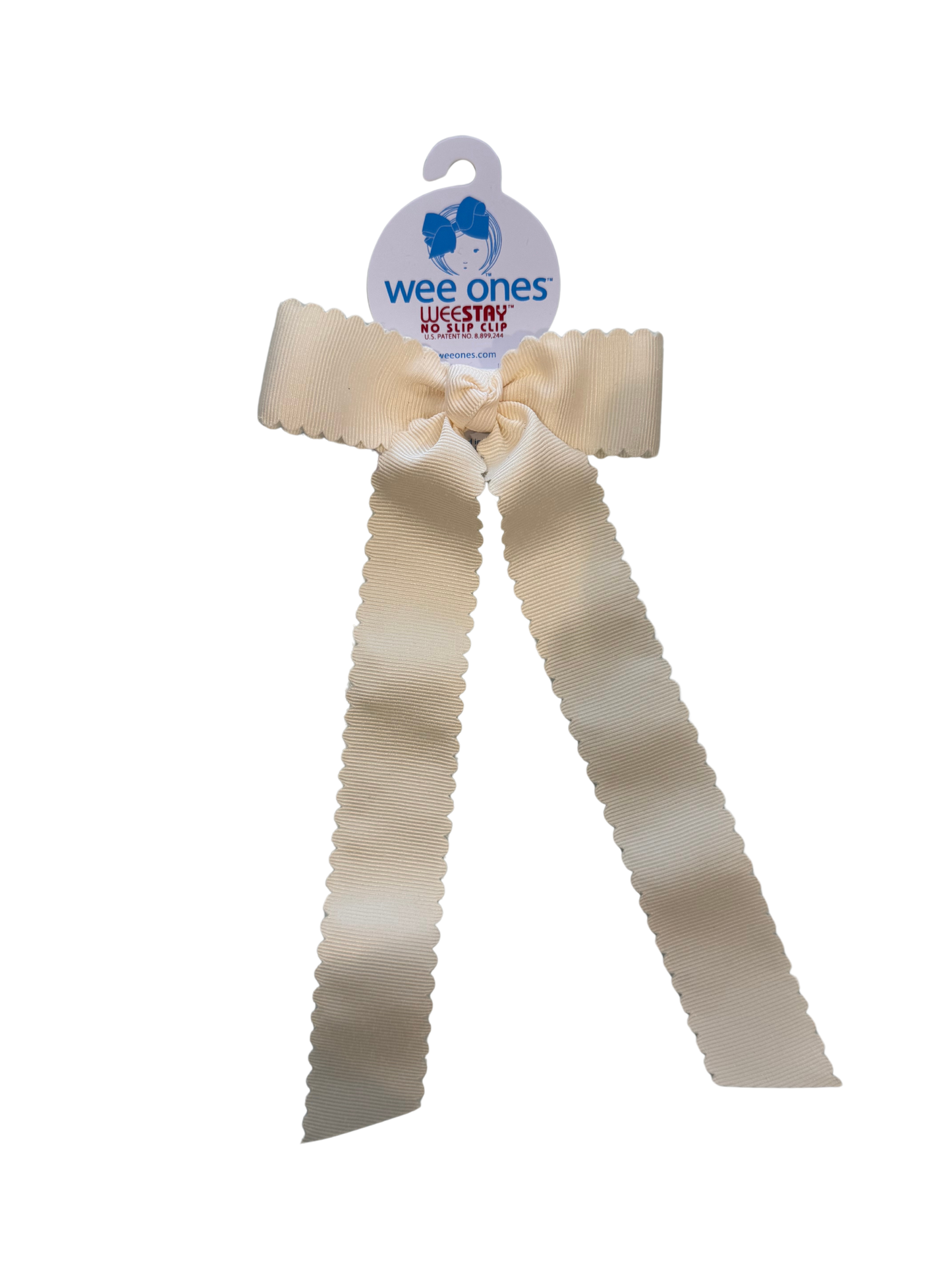 Medium Scalloped Edge With Tails Bow | Antique White