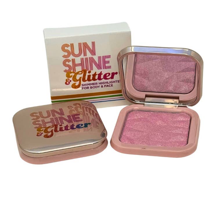 Sunshine & Glitter Highlighter Shimmer Compacts | Coral Gold