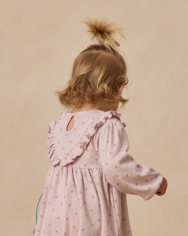 LONG SLEEVE RUFFLE V DRESS || LILAC DITSY