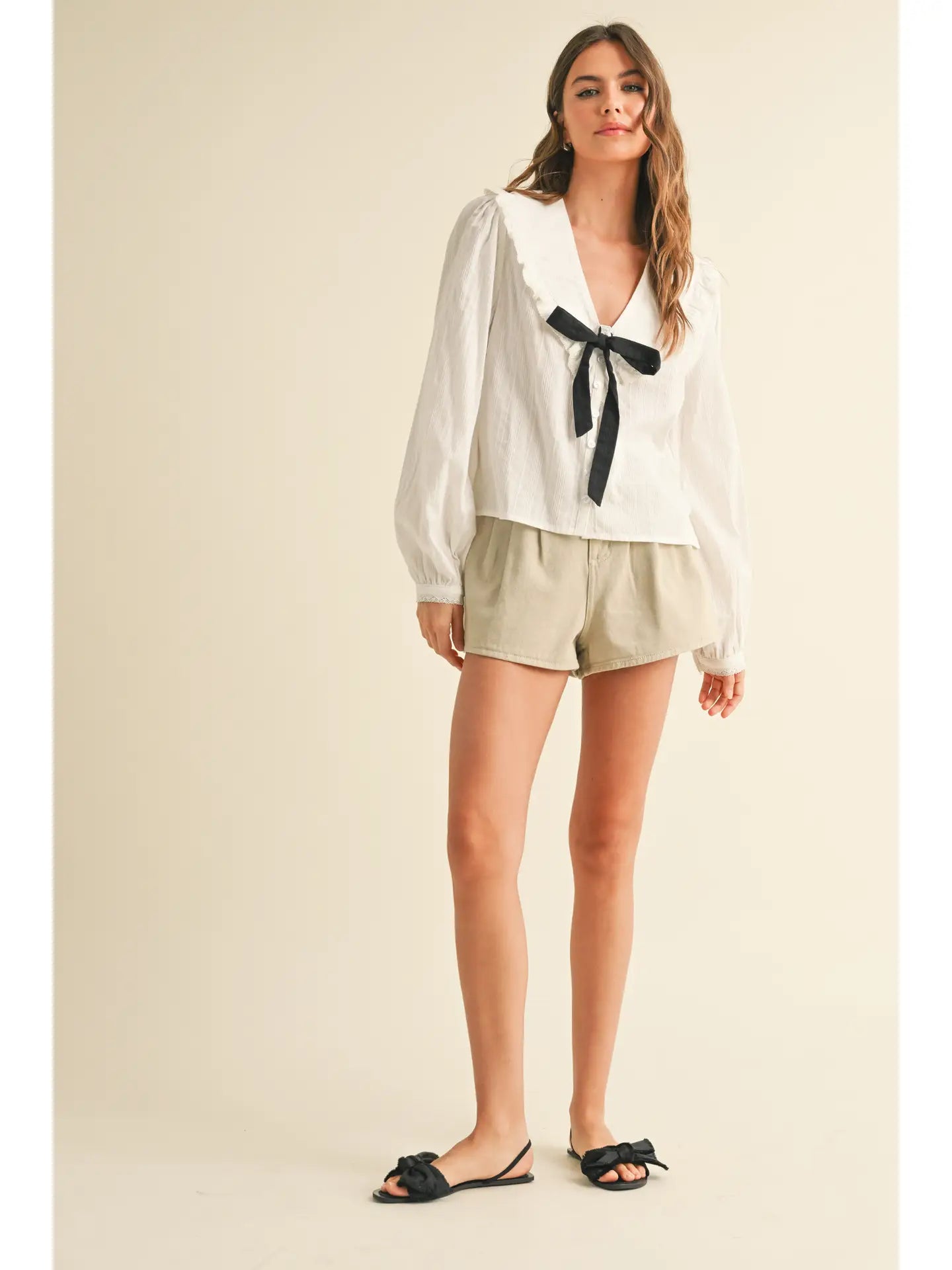 Textured Fabric with Tie in the Front Blouse