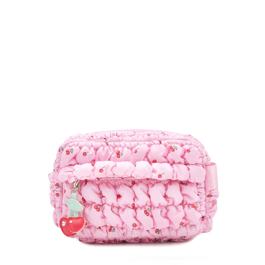 Quilted Scrunchies Cherry Printed Pouch | Pink