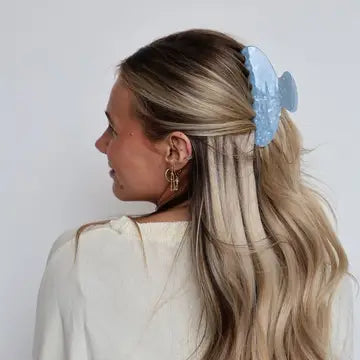 Oversized Acetate Claw Clip | Blue Pearl