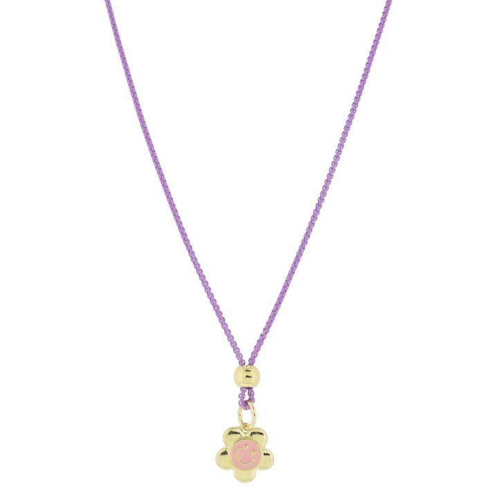 Lavender Chain Happy Flower Necklace