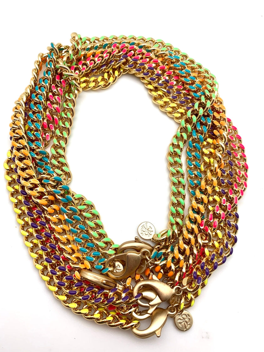 Flat Curb Candy Chain 16in | Hot Pink, White, Purple, Lime, Turquoise or Yellow