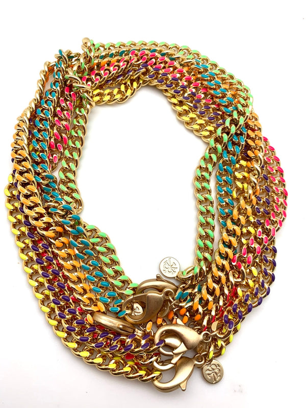 Flat Curb Candy Chain 16in | Hot Pink, White, Purple, Lime, Turquoise or Yellow