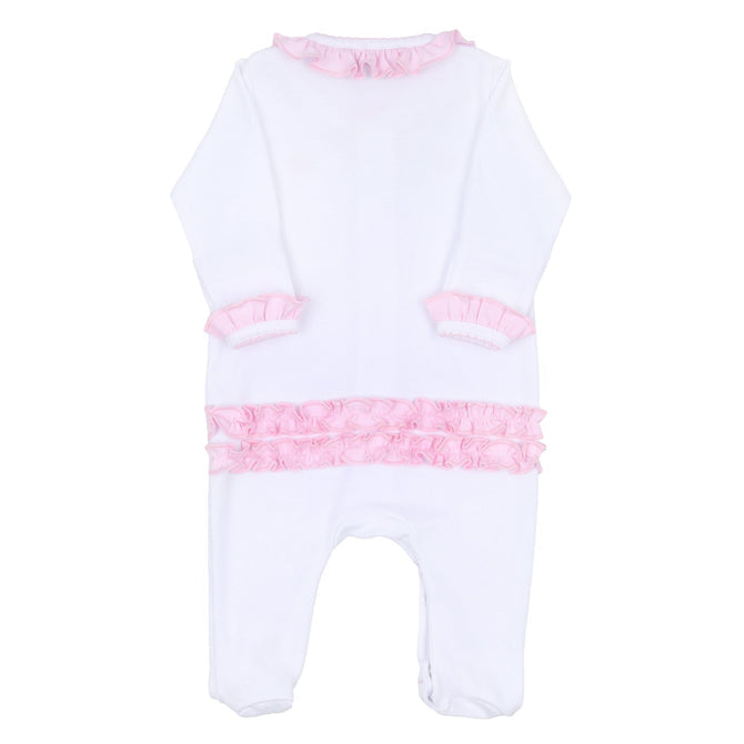 Magnolia Baby Girls Anna's Classics White Scattered Ruffle Footie
