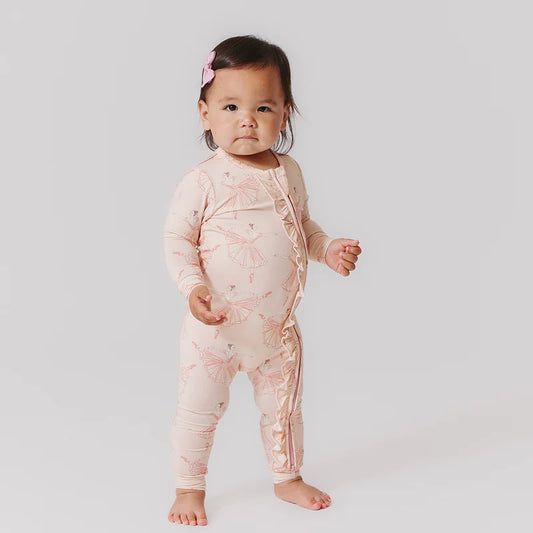 Baby Girls Ruffle Bamboo Romper | Pink Ballerinas