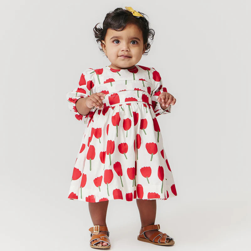 Baby Girls Evelyn Dress Set | Red Tulips