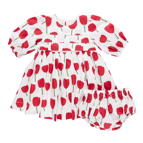 Baby Girls Evelyn Dress Set | Red Tulips