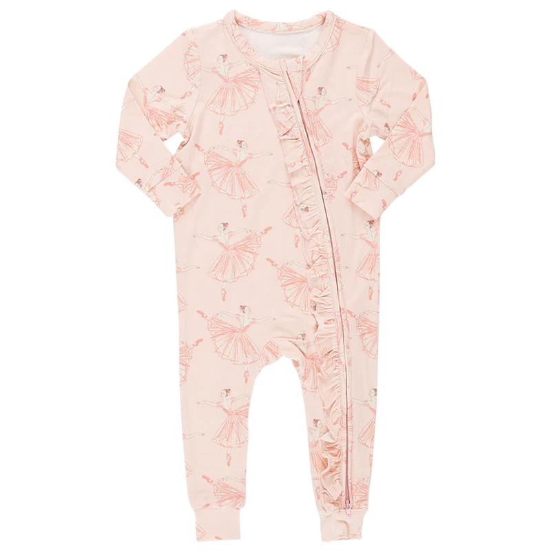 Baby Girls Ruffle Bamboo Romper | Pink Ballerinas