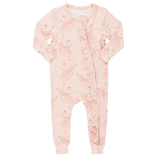 Baby Girls Ruffle Bamboo Romper | Pink Ballerinas