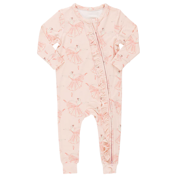 Baby Girls Ruffle Bamboo Romper | Pink Ballerinas