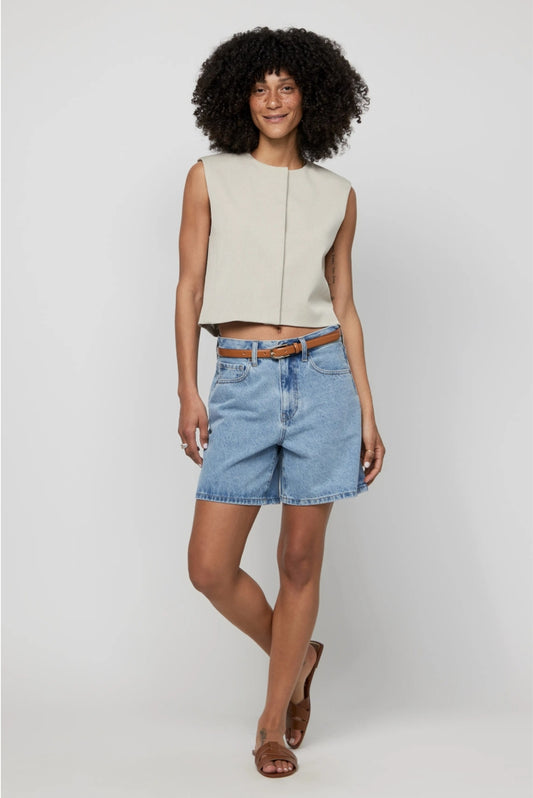 Emmerson High Rise Long Shorts | Light Wash