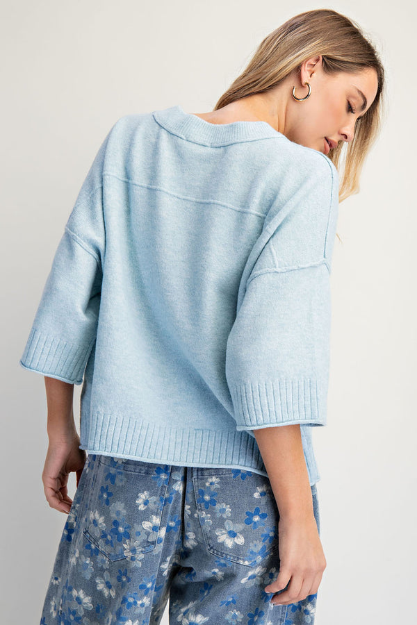 Crew Neck Oversized Sweater | Soft Blue