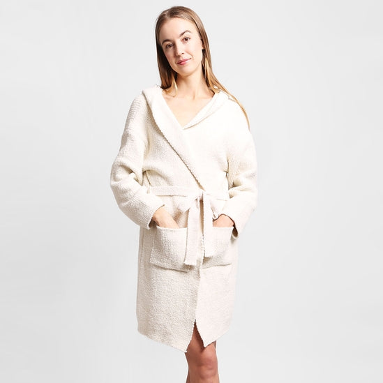 Adult Solid Color Soft Hooded Robe | Grey, Pink or Ivory