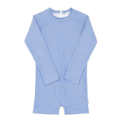 Unisex Sky Blue Gingham Rashguard One Piece