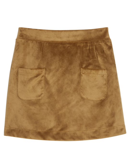 Mini Skort | Brown Faux Suede