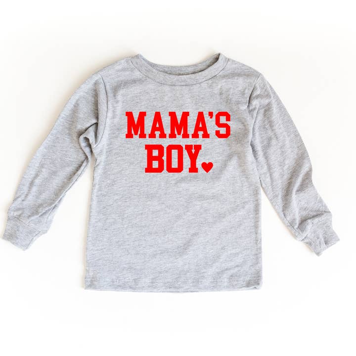 Mama's Boy Toddler and Youth Valentines Day Shirt Light | Grey