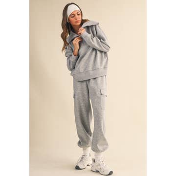 Oversized Collar Sweatshirt and Jogger Pants Set | Grey