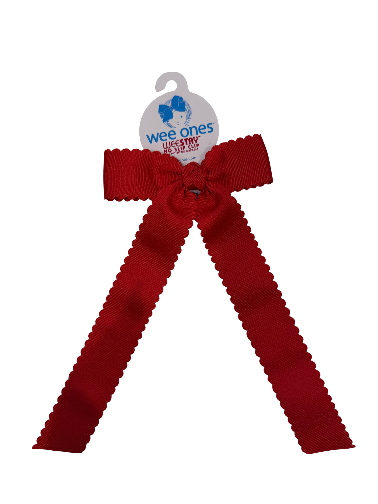 Medium Scalloped Edge With Tails Bow | Red