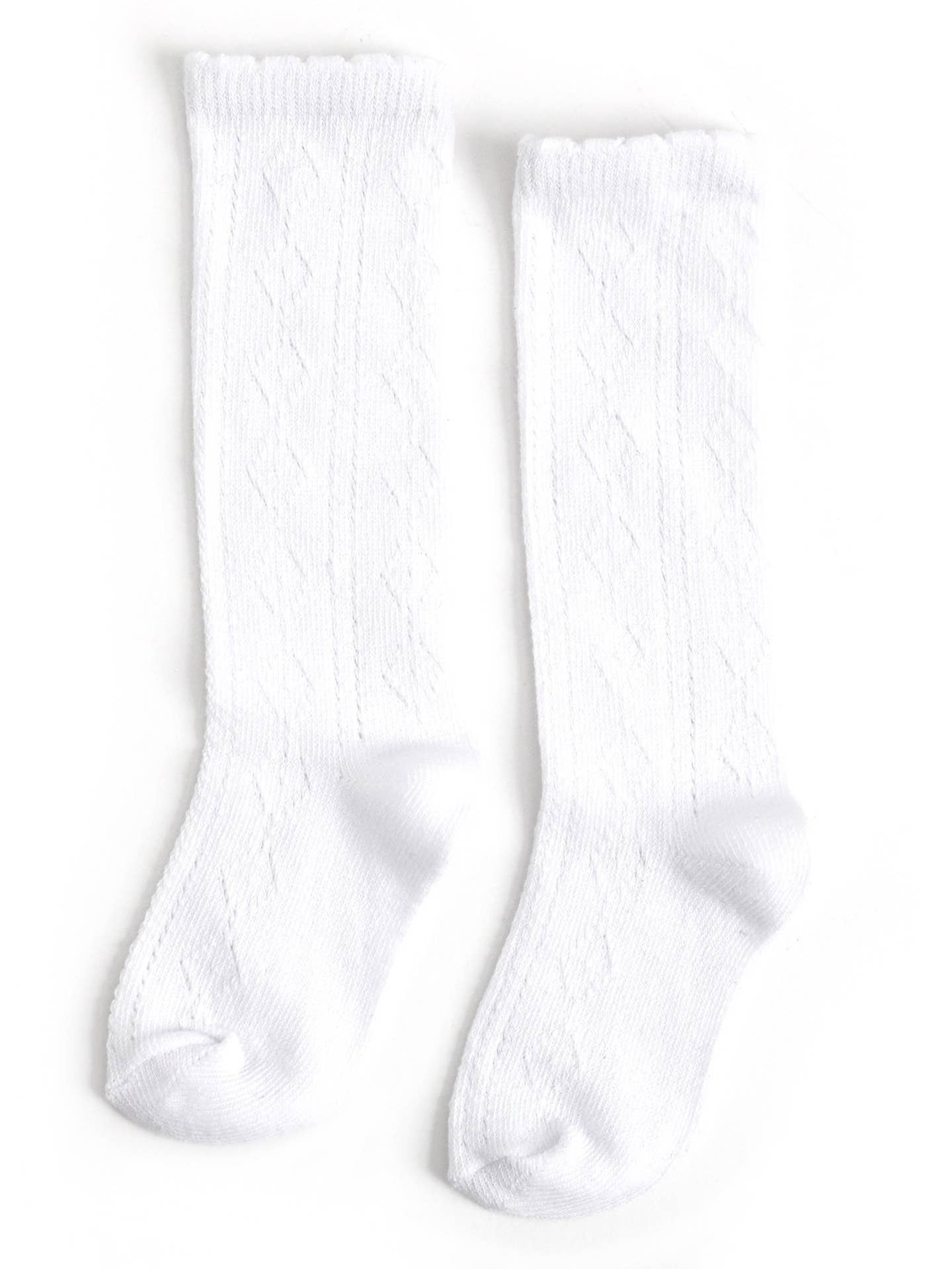 Scalloped Fancy Knee High Socks | White