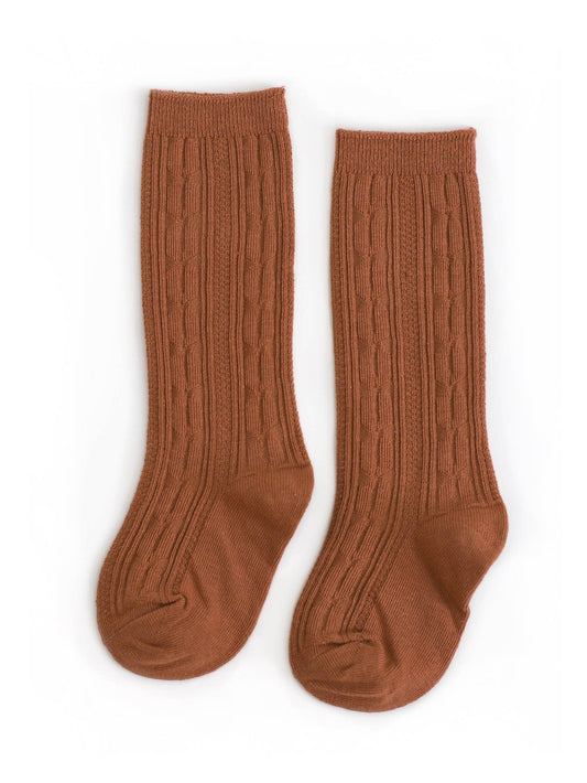 Cable Knit Knee High Socks | Sugar Almond