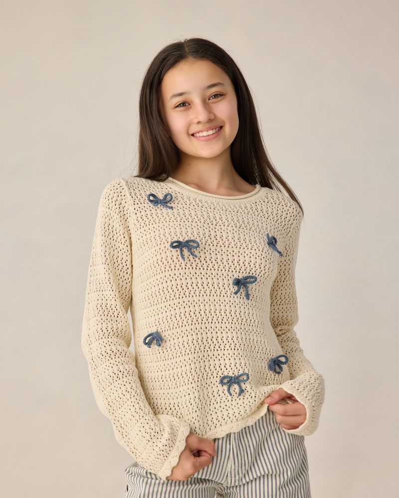 TEEN CROCHET KNIT PULLOVER | BOWS