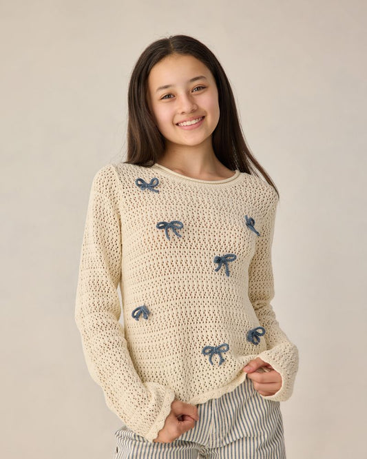 TEEN CROCHET KNIT PULLOVER | BOWS