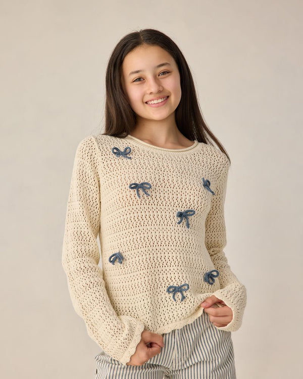 TEEN CROCHET KNIT PULLOVER | BOWS