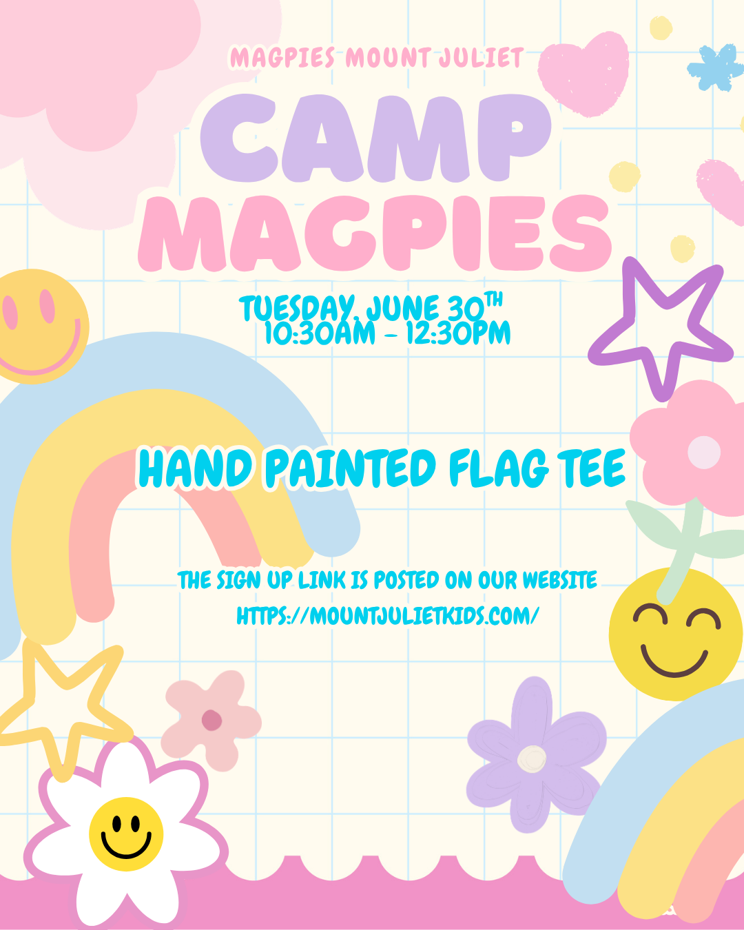 CAMP MAGPIES: HAND PAINTED FLAG TEE | 06/30/2026