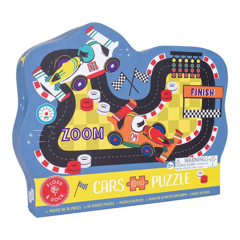 Cars 80pc "Race Track" Shaped Jigsaw with Shaped Box