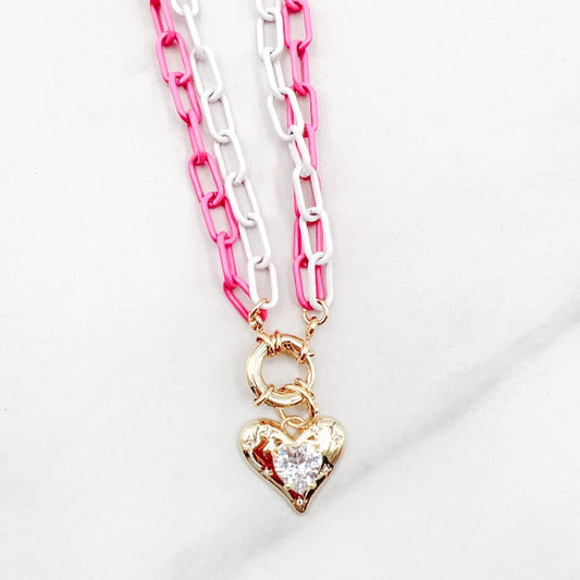 Double Enamel Chain Heart