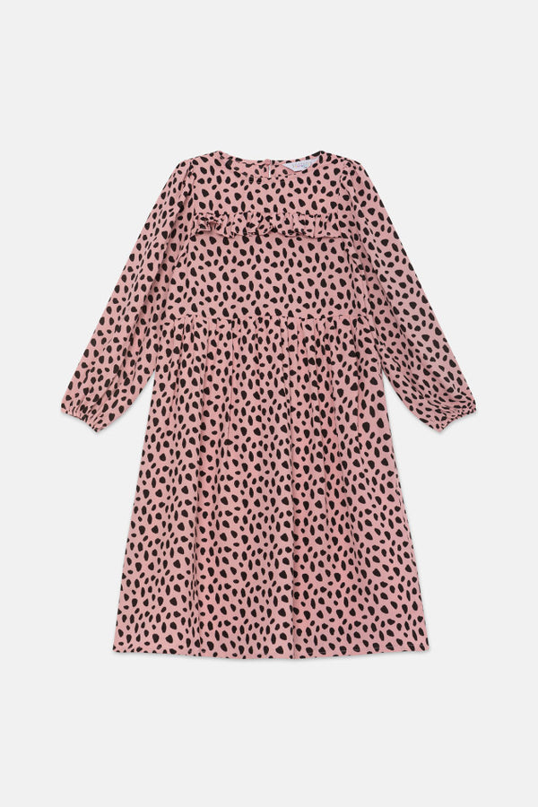 Girls Leopard Print Dress | Pink