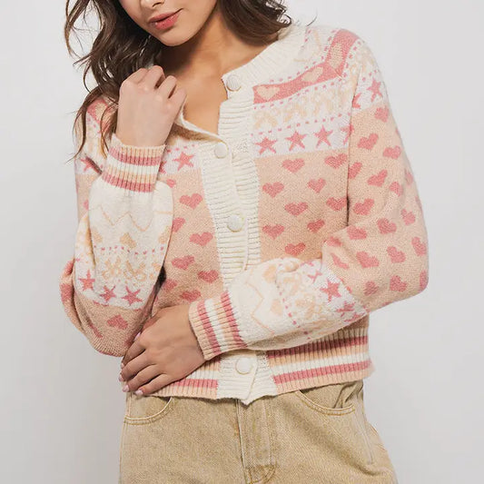 Cutesy Cupid Long Sleeve Collared Top